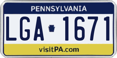 PA license plate LGA1671