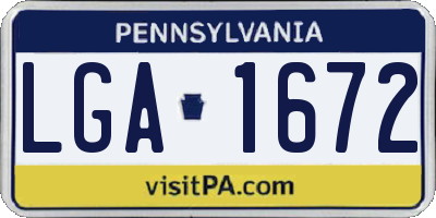PA license plate LGA1672