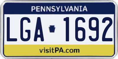 PA license plate LGA1692