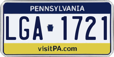 PA license plate LGA1721