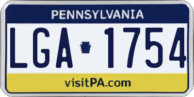 PA license plate LGA1754