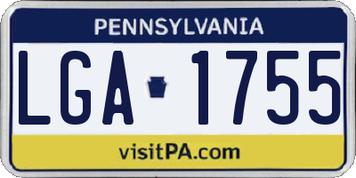 PA license plate LGA1755