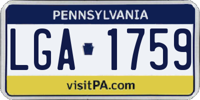 PA license plate LGA1759