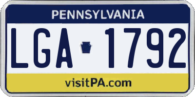 PA license plate LGA1792