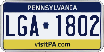 PA license plate LGA1802