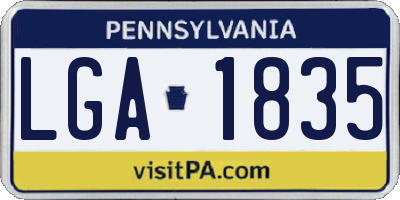 PA license plate LGA1835