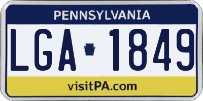 PA license plate LGA1849