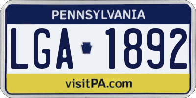 PA license plate LGA1892