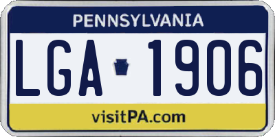 PA license plate LGA1906