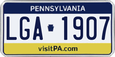 PA license plate LGA1907