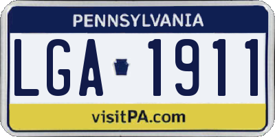 PA license plate LGA1911