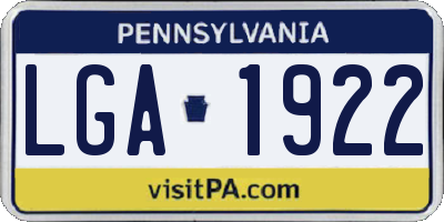 PA license plate LGA1922