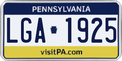 PA license plate LGA1925