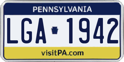 PA license plate LGA1942