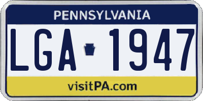 PA license plate LGA1947