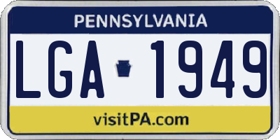 PA license plate LGA1949