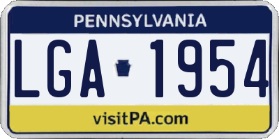 PA license plate LGA1954
