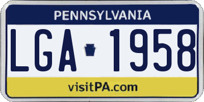 PA license plate LGA1958