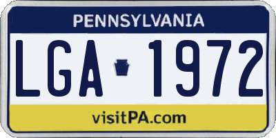 PA license plate LGA1972