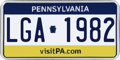 PA license plate LGA1982