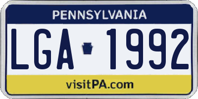 PA license plate LGA1992