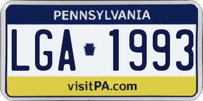 PA license plate LGA1993