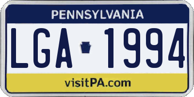 PA license plate LGA1994