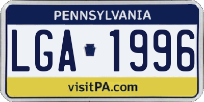 PA license plate LGA1996