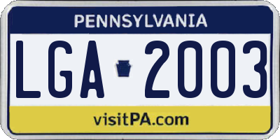 PA license plate LGA2003