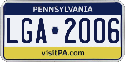 PA license plate LGA2006
