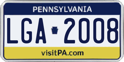 PA license plate LGA2008