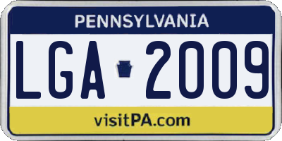 PA license plate LGA2009