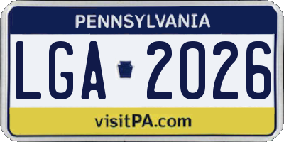 PA license plate LGA2026