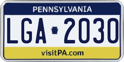 PA license plate LGA2030