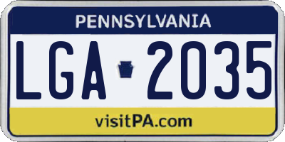PA license plate LGA2035