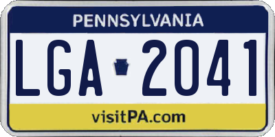 PA license plate LGA2041