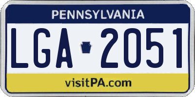 PA license plate LGA2051