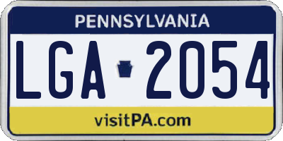 PA license plate LGA2054
