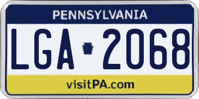 PA license plate LGA2068