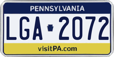 PA license plate LGA2072