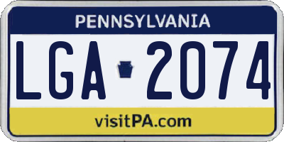 PA license plate LGA2074