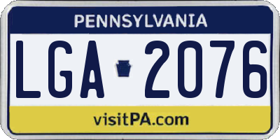 PA license plate LGA2076
