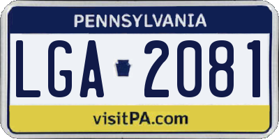 PA license plate LGA2081