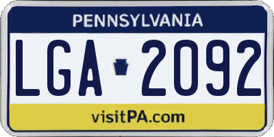 PA license plate LGA2092