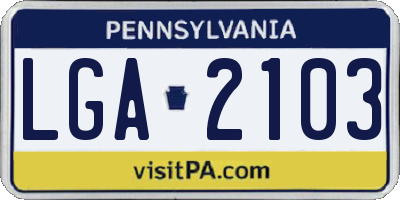 PA license plate LGA2103