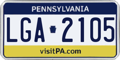 PA license plate LGA2105