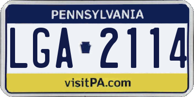 PA license plate LGA2114