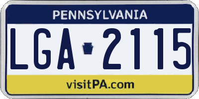 PA license plate LGA2115