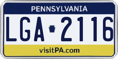 PA license plate LGA2116