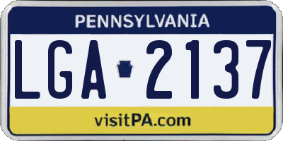 PA license plate LGA2137